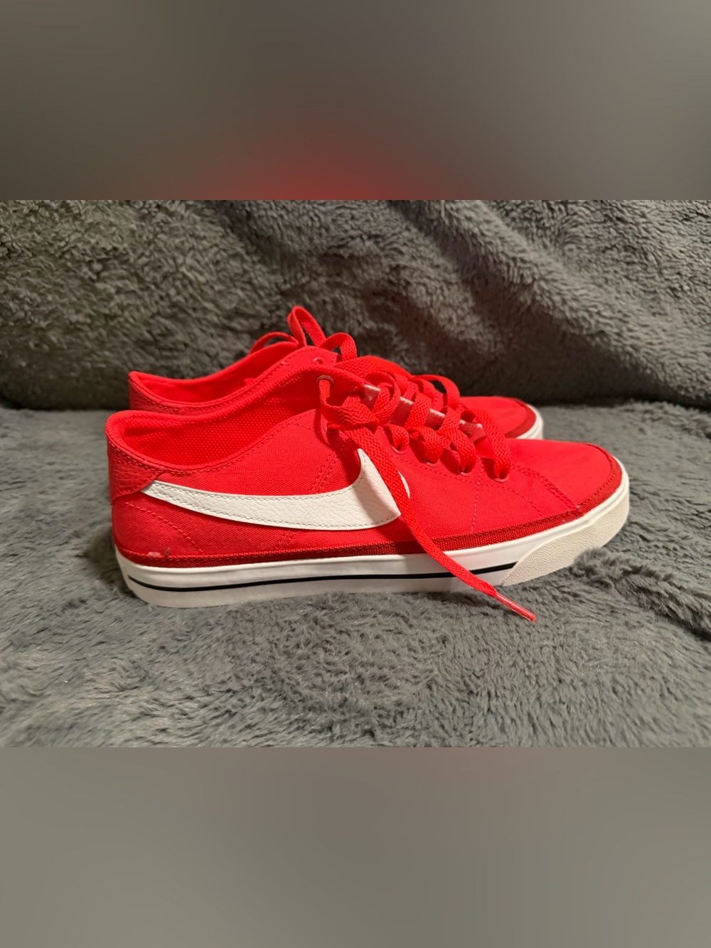 Nike Women’s Red Low-Top Canvas Sneakers with White Swoosh Accent